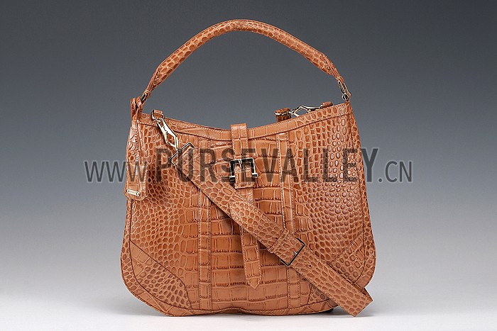 Burberry Brown Croc Leather Hobo Bag 607775