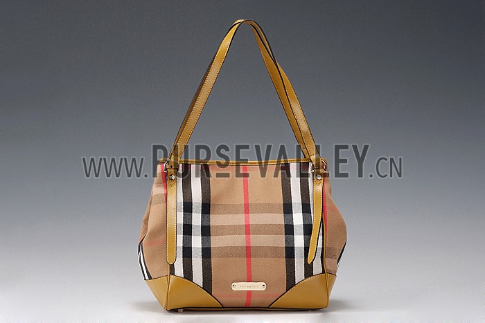 Burberry Small Bridle House Check Tote Bag Yellow 607781