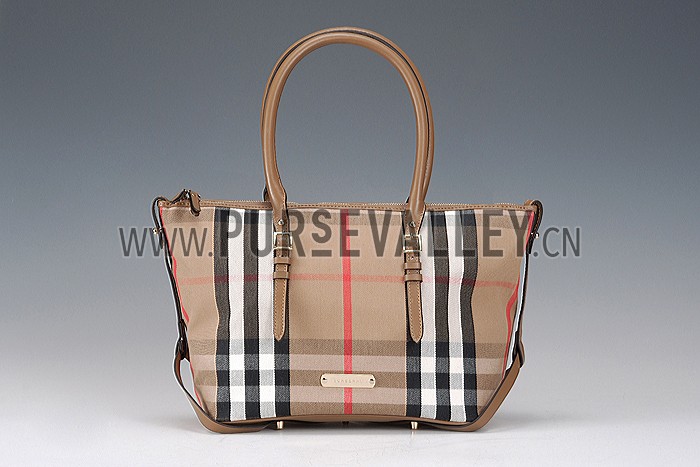 Burberry Medium Bridle House Check Tote Bag Brown 607782