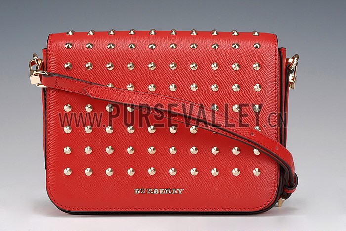 Burberry Studded Berkley Crossbody Bag Red 607788