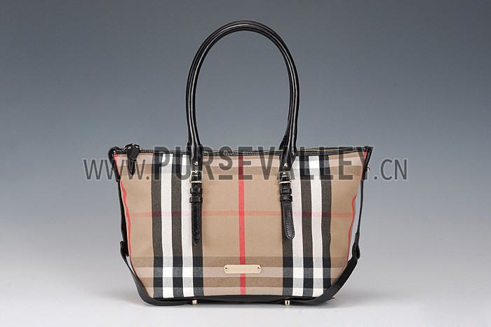 Burberry Medium Bridle House Check Tote Bag Black 607791