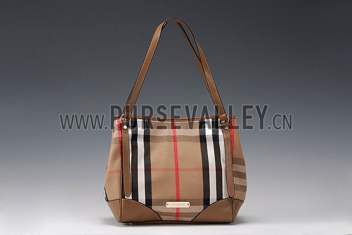 Burberry Small Bridle House Check Tote Bag Brown 607792