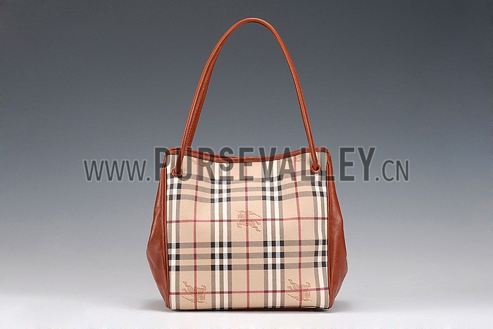 Burberry Small Haymarket Check Tote Bag Brown 607795