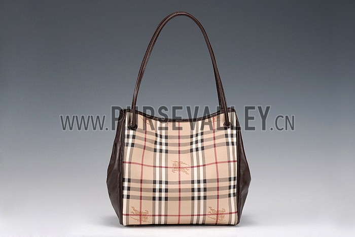 Burberry Small Haymarket Check Tote Bag Brown 607797