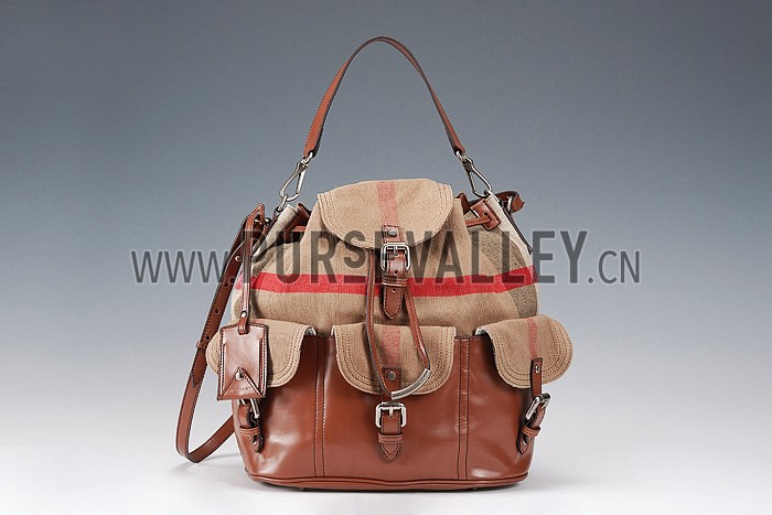 Burberry Large Canvas Check Backpack Brown 607805