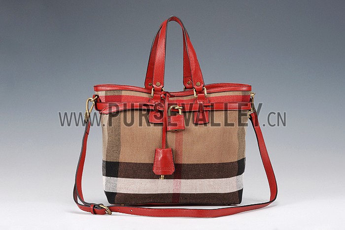 Burberry Canvas Check Traveller Bag Red 607809