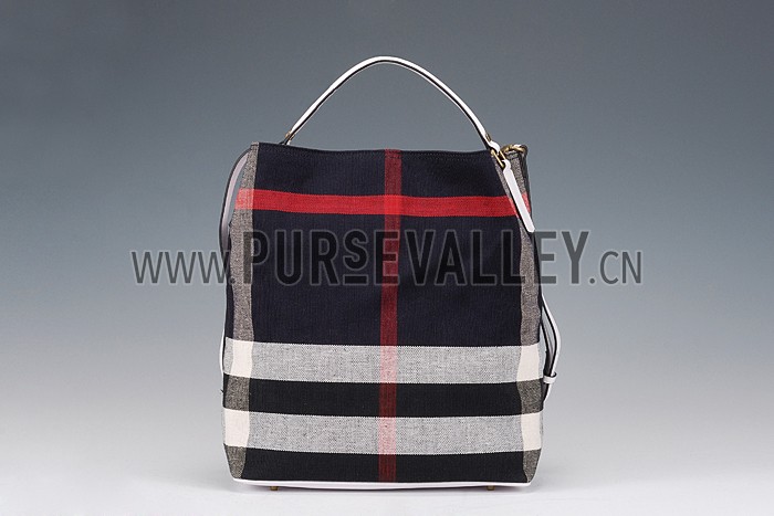 Burberry Medium Canvas Hobo Bag Dark Blue 607821