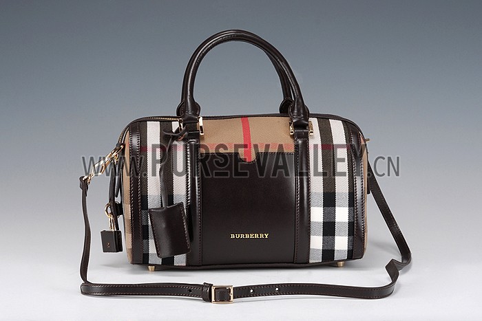 Burberry Sartorial House Check Bowling Bag Black 607823