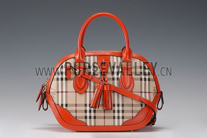 Burberry Large Tassel Bowler Bag Orange 607827