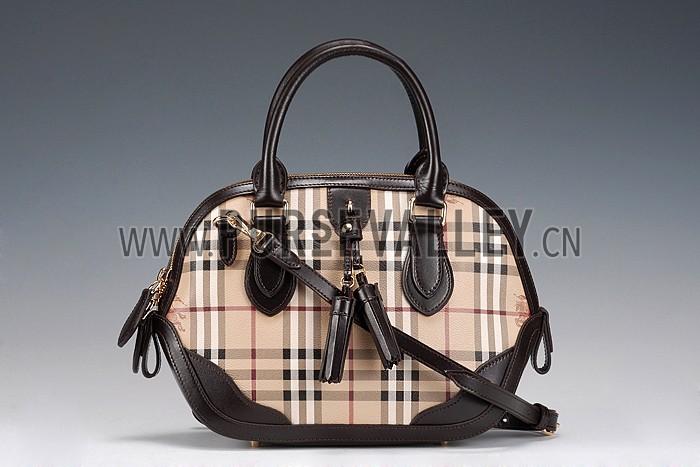 Burberry Large Tassel Bowler Bag Brown 607828