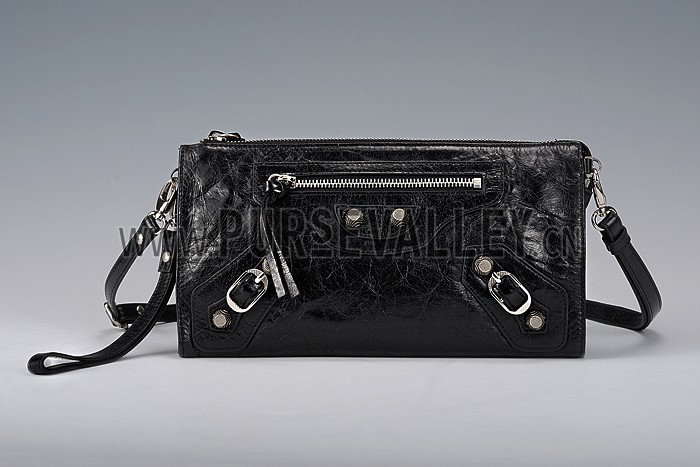 Balenciaga Clutch Black With Silver Hardware 607832