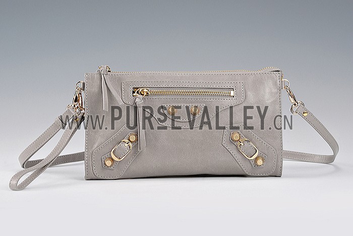 Balenciaga Clutch Argent Silver With Gold Hardware 607833