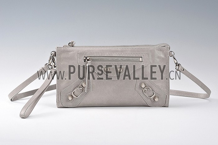 Balenciaga Clutch Argent Silver With Silver Hardware 607834