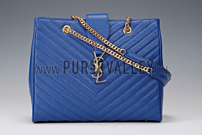 Saint Laurent Classic Monogram Shopping Bag Royal Blue 607879