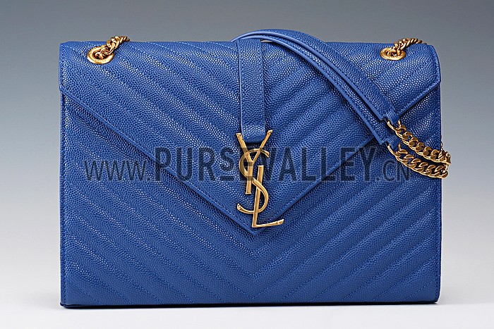 Saint Laurent Classic Monogram Satchel Rolay Blue 607883