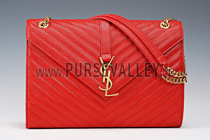 Saint Laurent Classic Monogram Satchel Red 607884