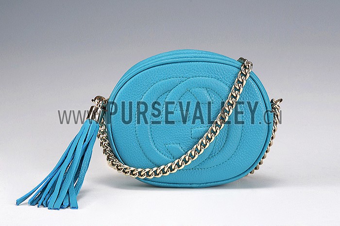 Gucci Soho Leather Mini Chain Bag Teal 607945