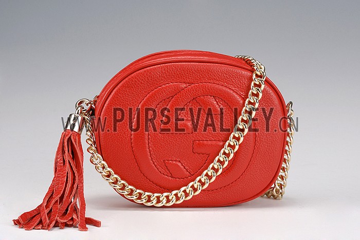 Gucci Soho Leather Mini Chain Bag Red 607946
