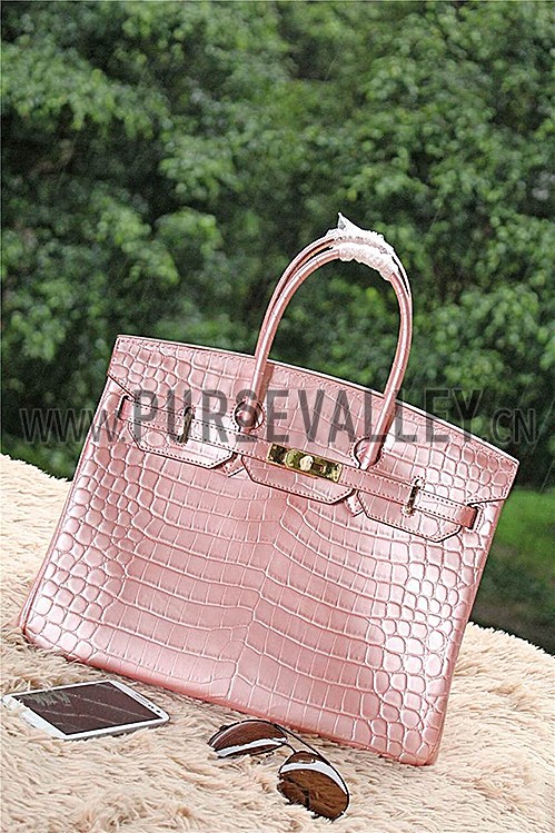Hermes Birkin 35 Crocodile Rose Dragee 608058