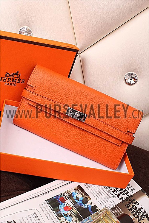 Hermes Kelly Long Wallet Orange 608074