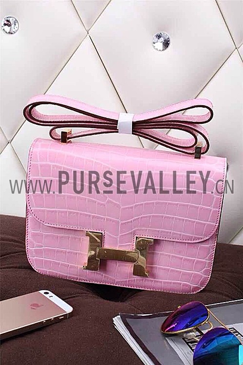Hermes Constance Crocodile Leather Pink 608108