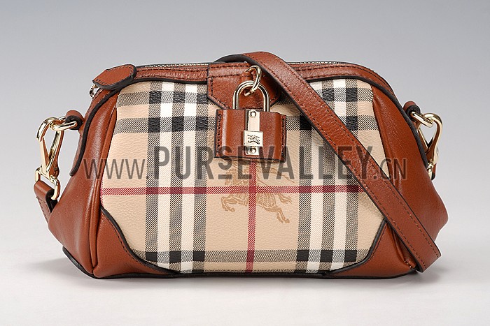 Burberry Haymarket Check Crossbody Bag Tan 608262