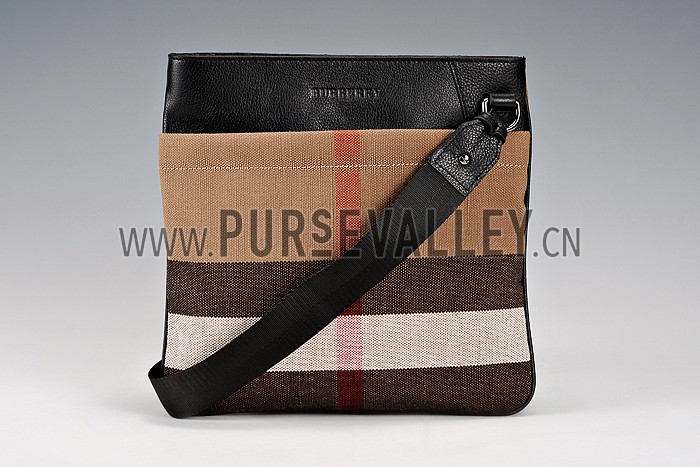Burberry Man Canvas Check Crossbody Bag Black 608272