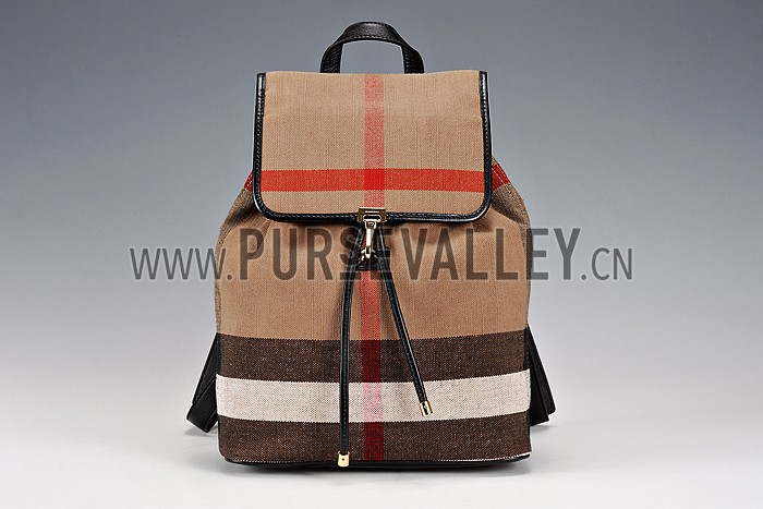 Burberry Canvas Check Backpack Honey Black 608280