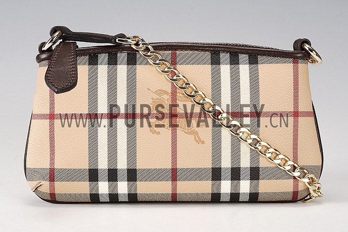 Burberry Haymarket Check Wristlet Chocolate 608283