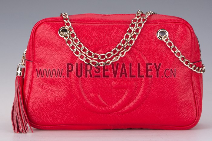 Gucci Medium Soho Rust Leather Shoulder Bag with Chain Straps