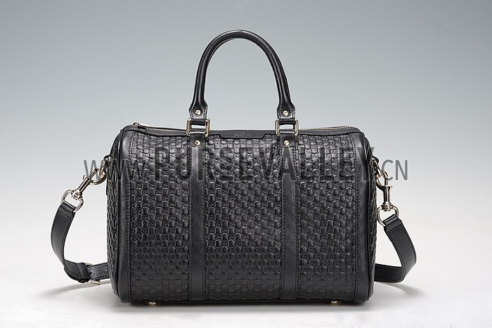 Gucci Nice Microguccissima Leather Boston Bag Black 607308