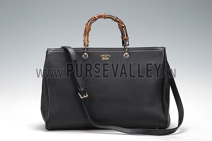 Gucci Bamboo Shopper Leather Tote Black 607312