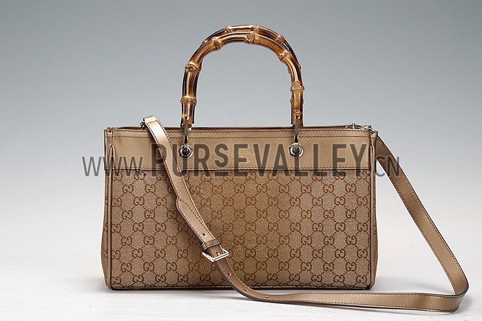 Gucci Bamboo Shopper Leather Small Tote Gold 607316