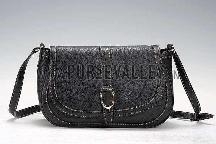 Gucci Medium Horsebit Black Leather Flap Bag 607336