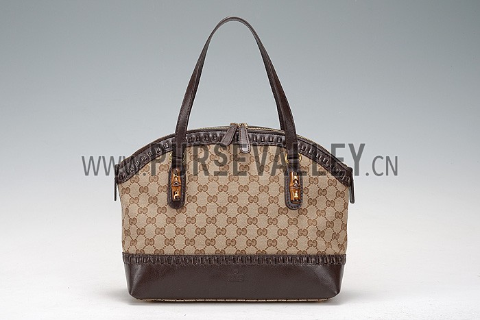 Gucci Laidback Crafty GG Canvas Top Handle Bag Brown 607347