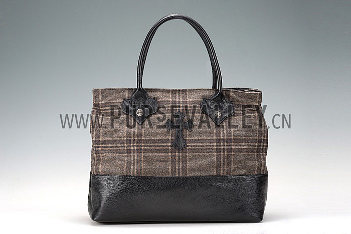 Chrome Hearts Brown Tweed Handbag 607424