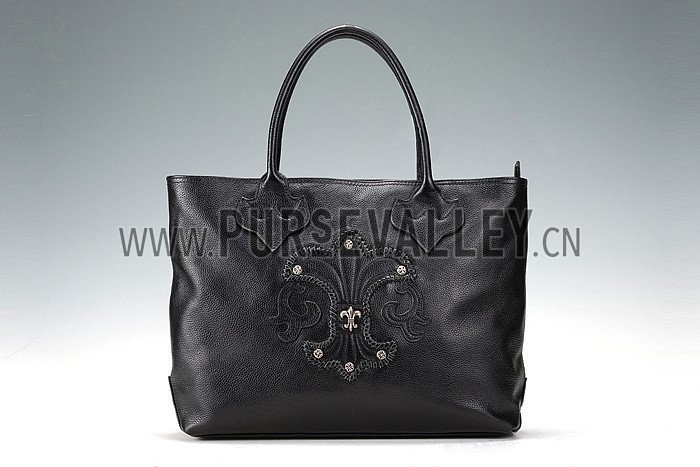 Chrome Hearts Big Leather Tote Black 607440