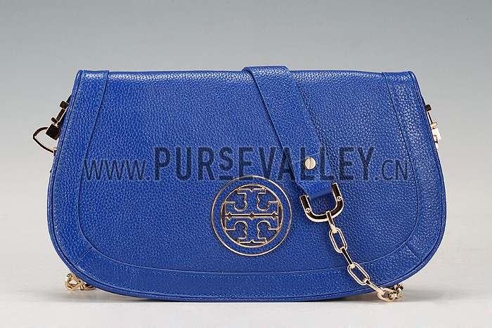 Tory Burch Amanda Logo Clutch Dark Blue 607611