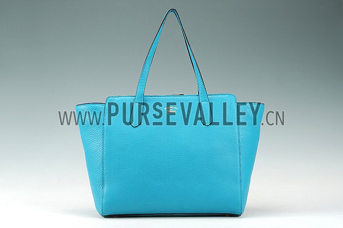 Gucci Swing Leather Tote Light Blue Medium 607684