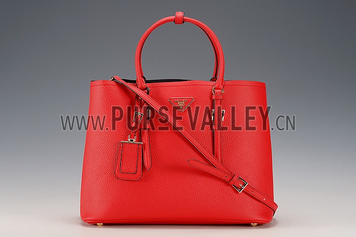 Prada Saffiano Soft Double Bag Red