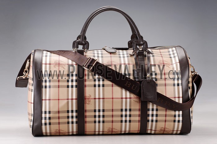 Burberry Haymarket Black Trim Large Duffle Bag