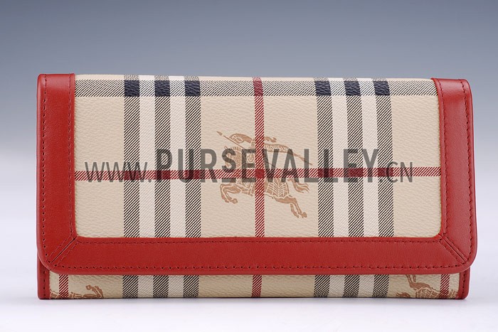 Burberry Haymarket Check Large Wallet Red