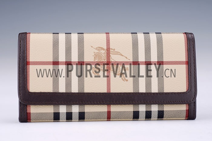 Burberry Haymarket Check Large Purse Dark Brown