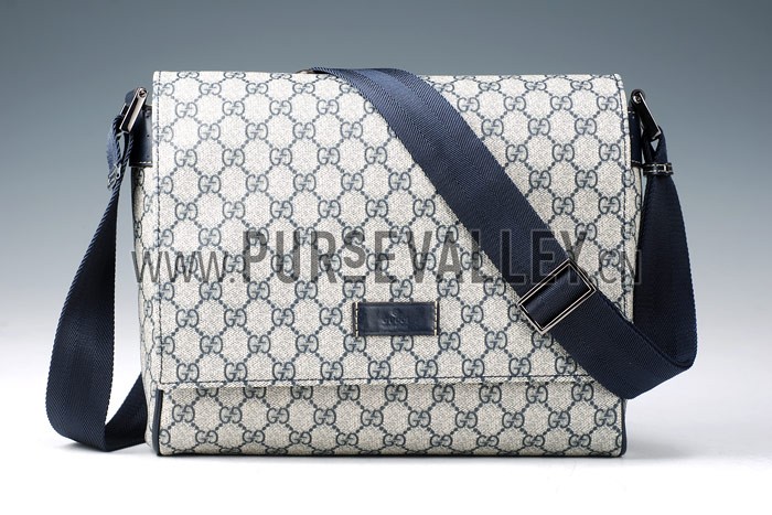 Gucci Monogram Canvas Messenger Flap Bag Navy