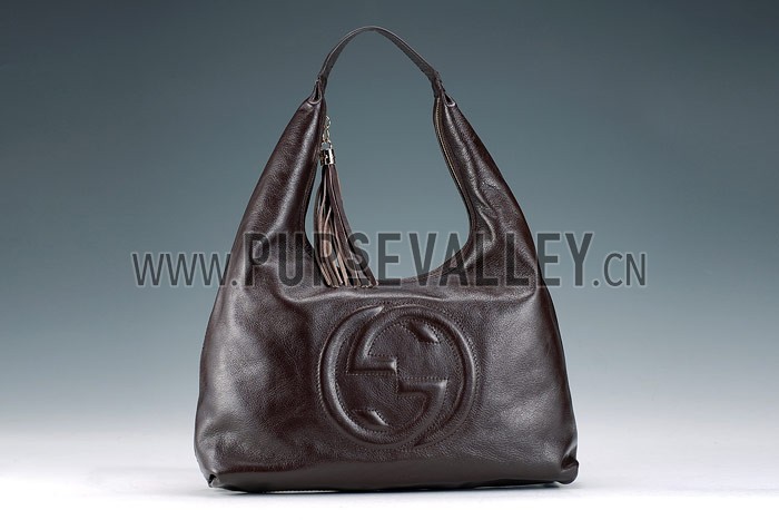 Gucci Soho Large Hobo with Embossed Interlocking G Dark Brown