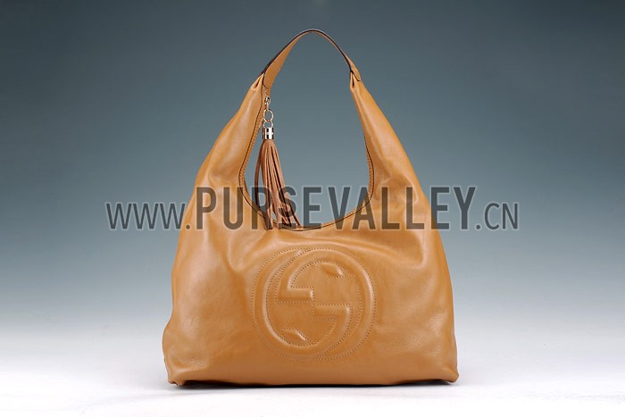 Gucci Soho Large Hobo with Embossed Interlocking G Tan