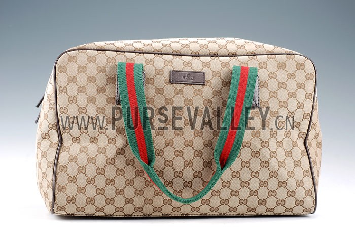 Gucci Medium Carry On Duffle Bag in Beige Monogram Canvas