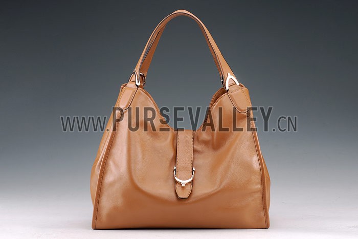 Gucci Soft Stirrup Tan Leather Large Shoulder Bag