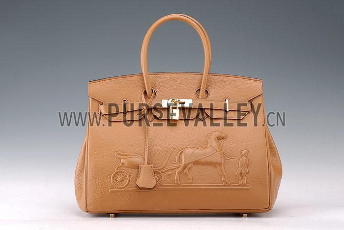 Hermes Birkin Horse Embossed Gold Hardware Tote Tan