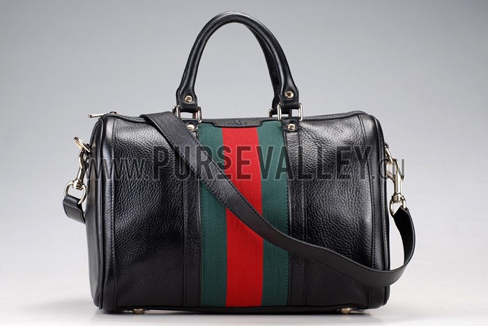 Gucci Vintage Web Medium Boston Black Bag